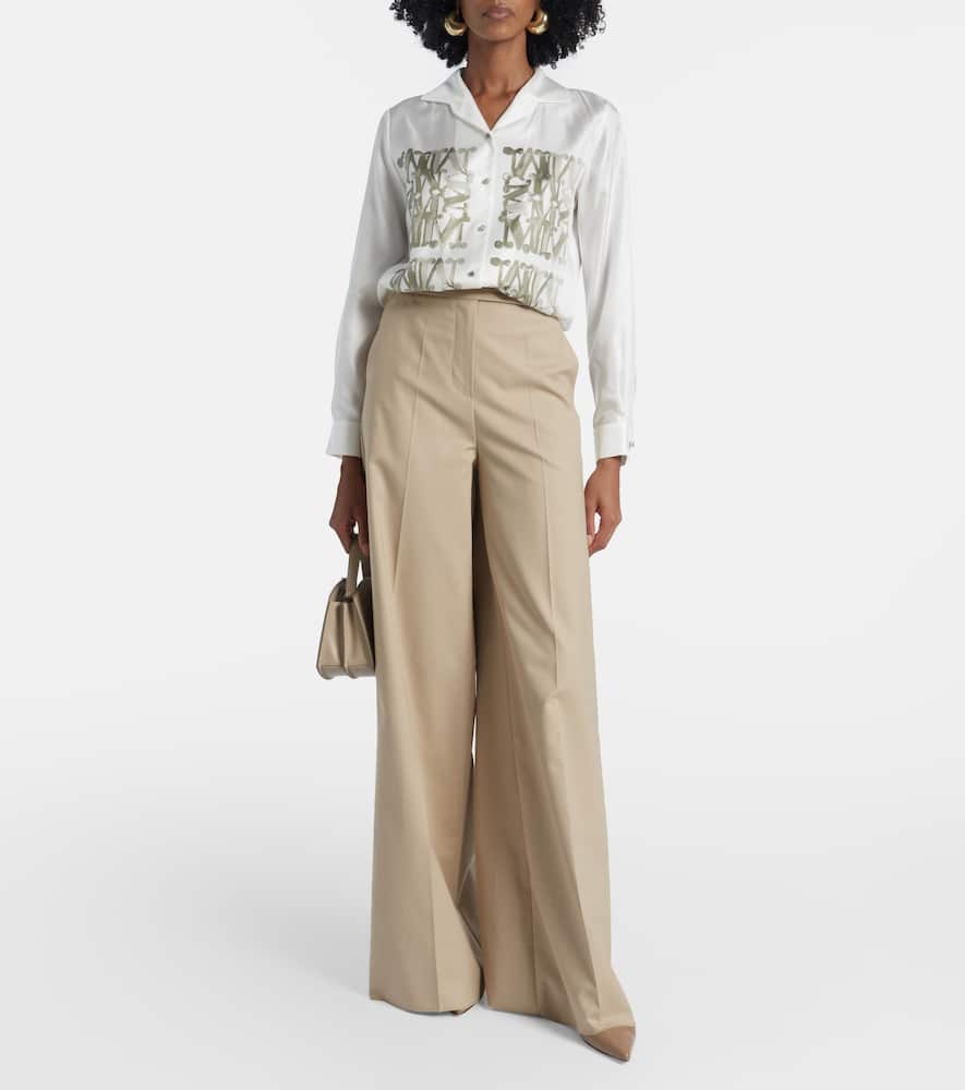 Cotton-blend wide-leg pants