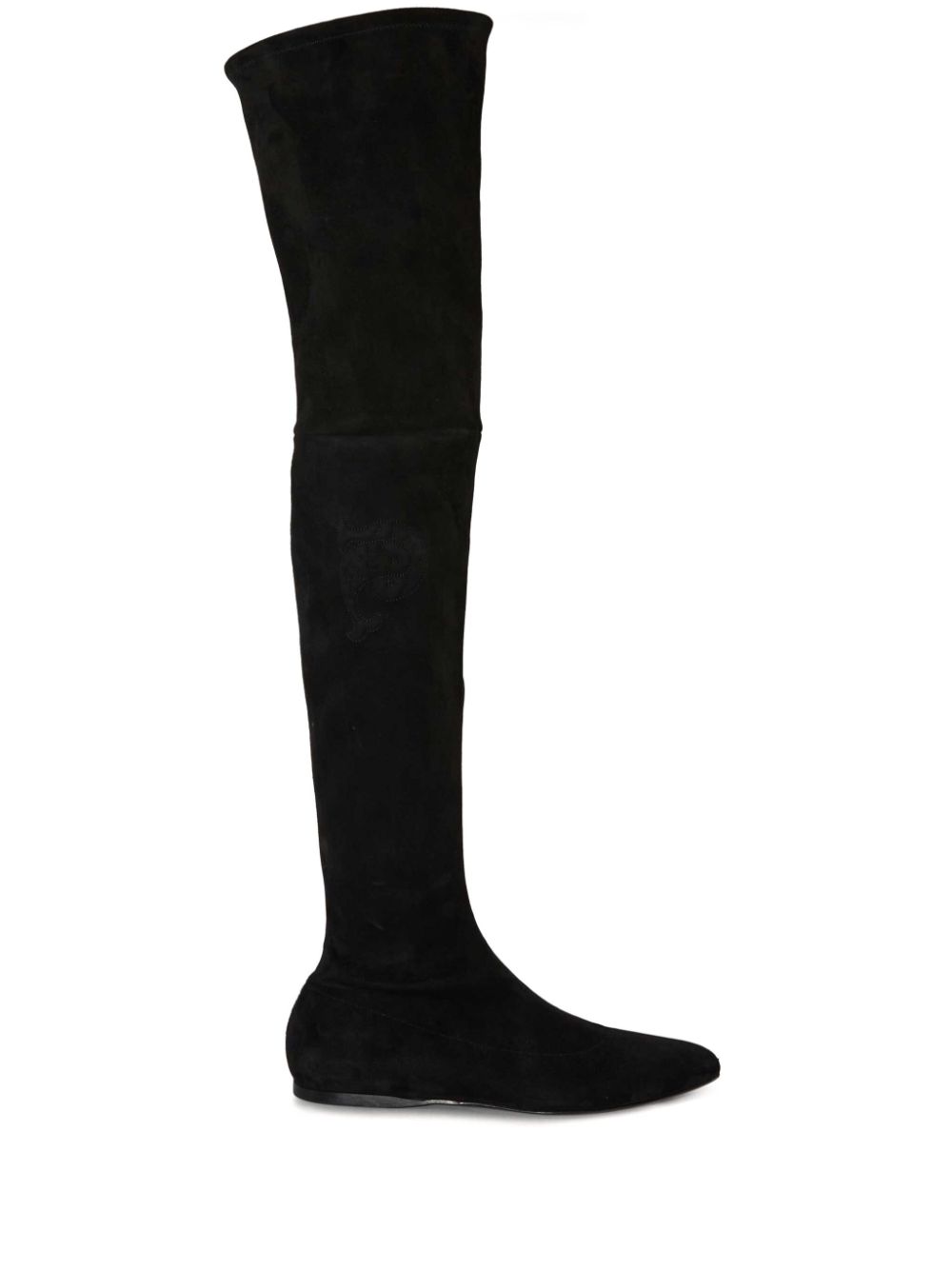 Logo-embroidered thigh-high boots - Black