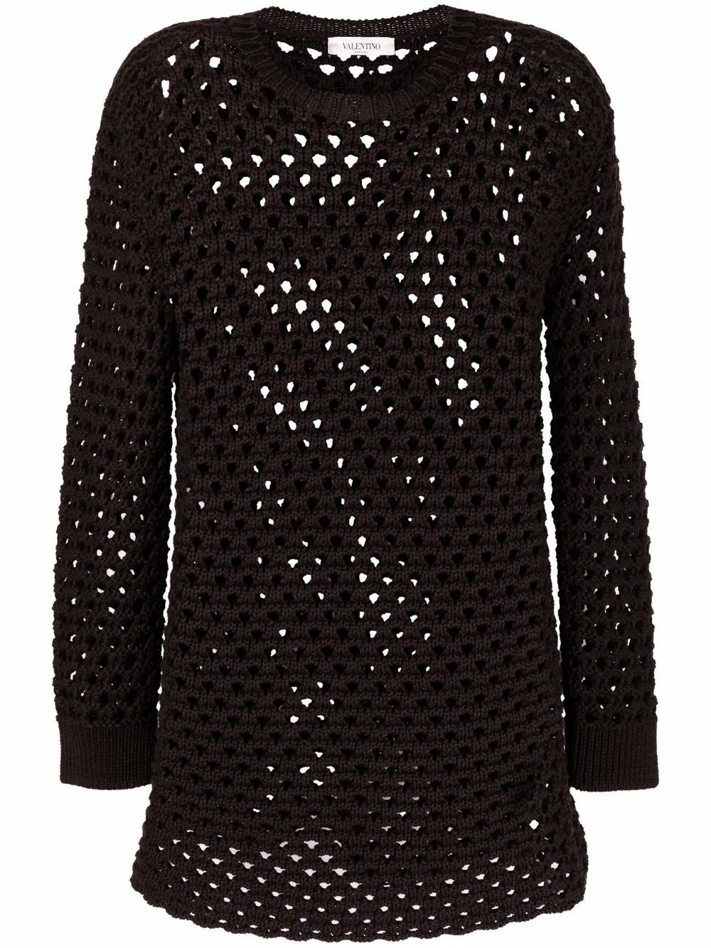 Open-Knit Cotton Sweater — Black