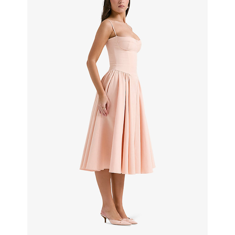 Samaria Corseted Woven Midi Dress
