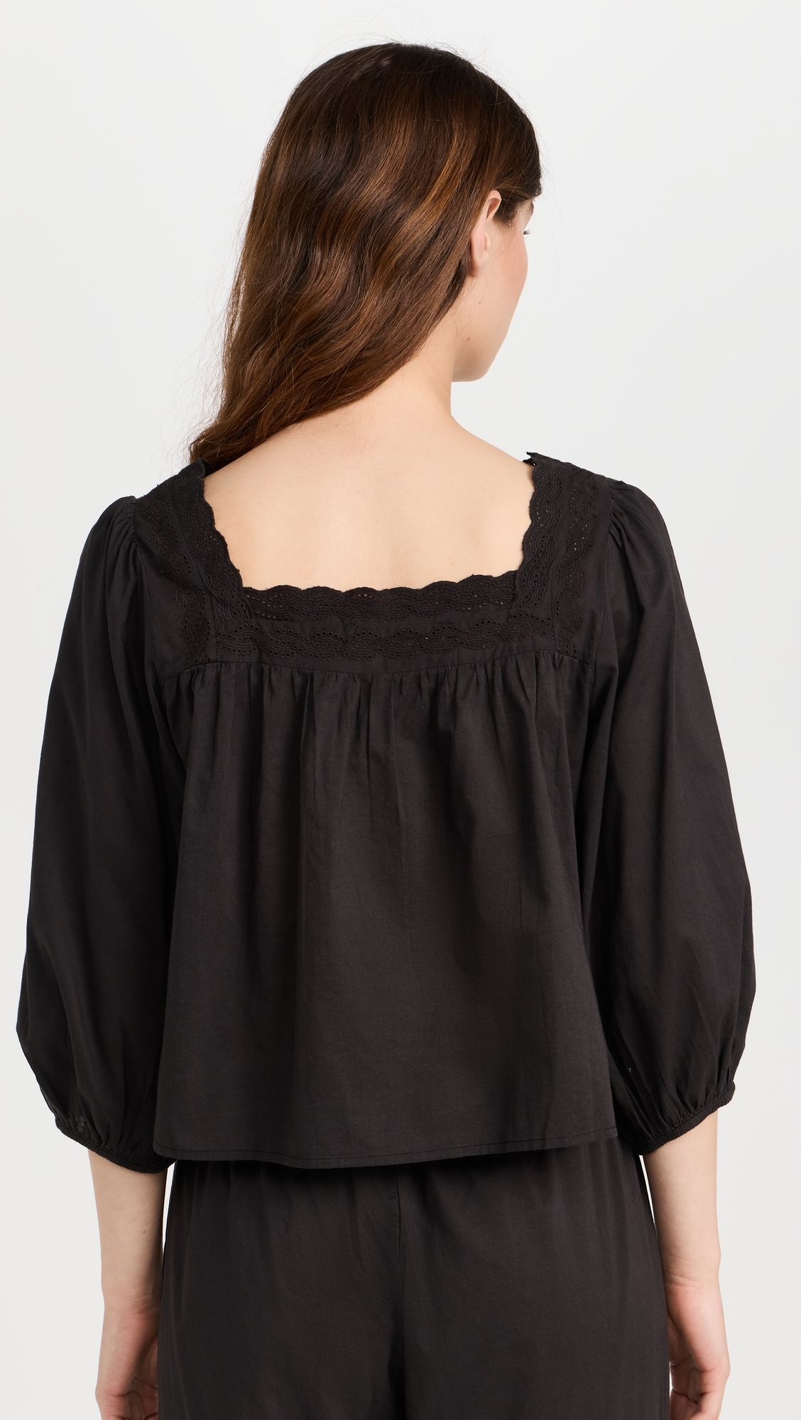 The Eyelet Button Sleep Top Black