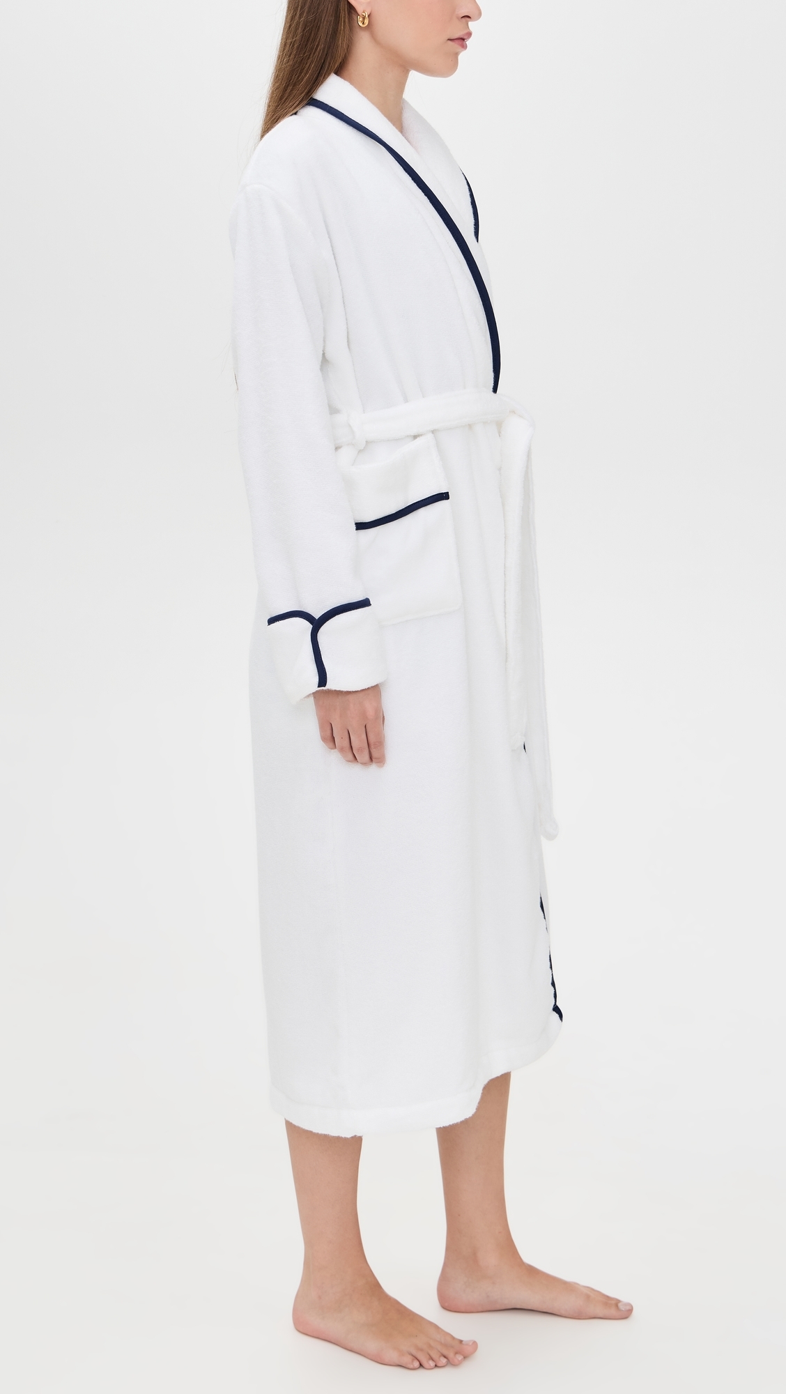 The Hotel Robe White/Navy M