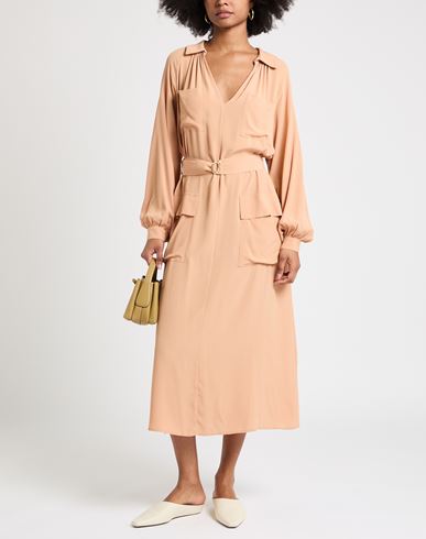 Woman Midi dress Apricot Size 2 Acetate, Silk