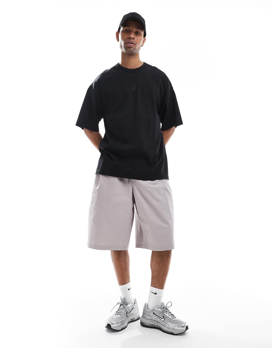 Club woven oversized shorts in grey-Brown