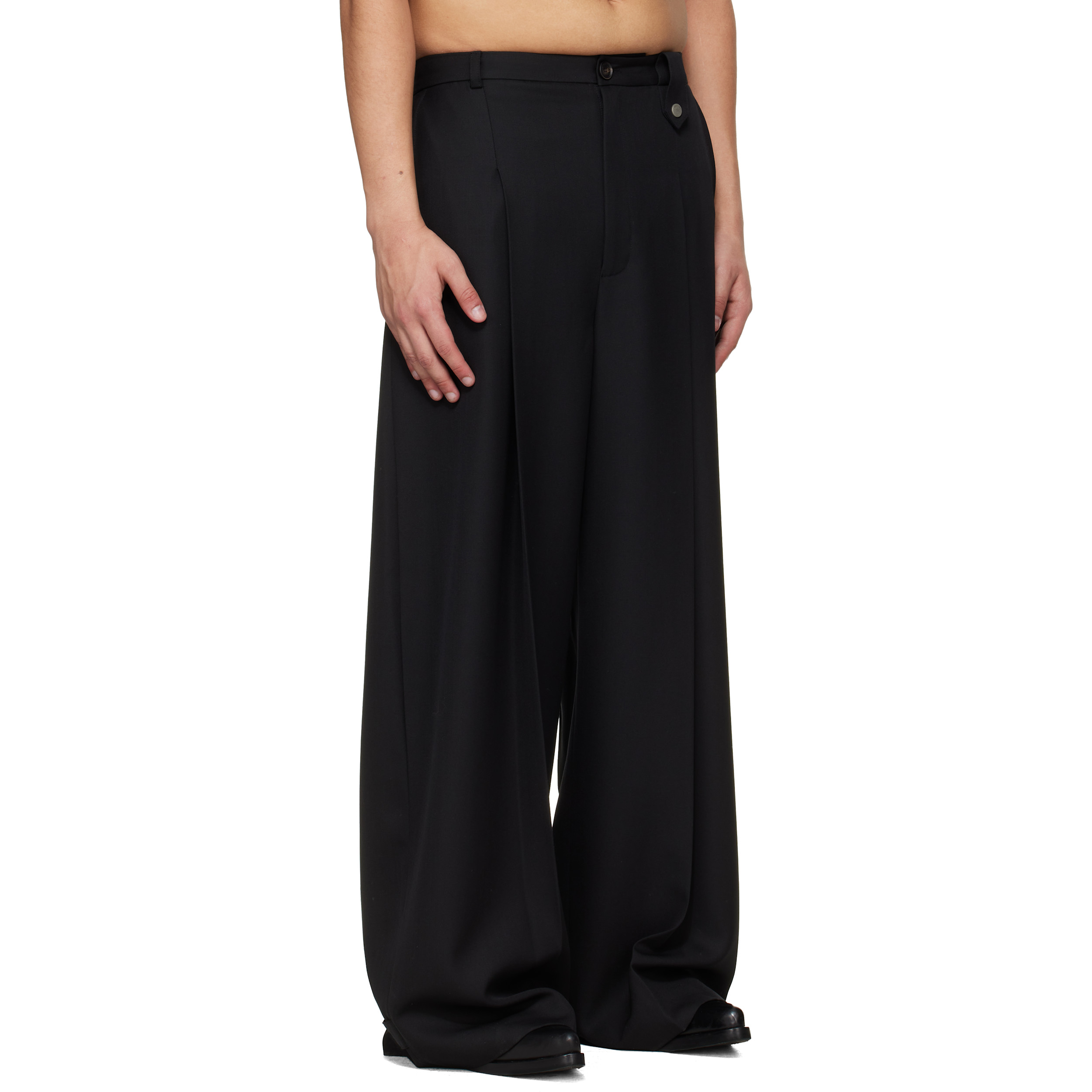 Black Fluid Tailored Wide Leg Trousers