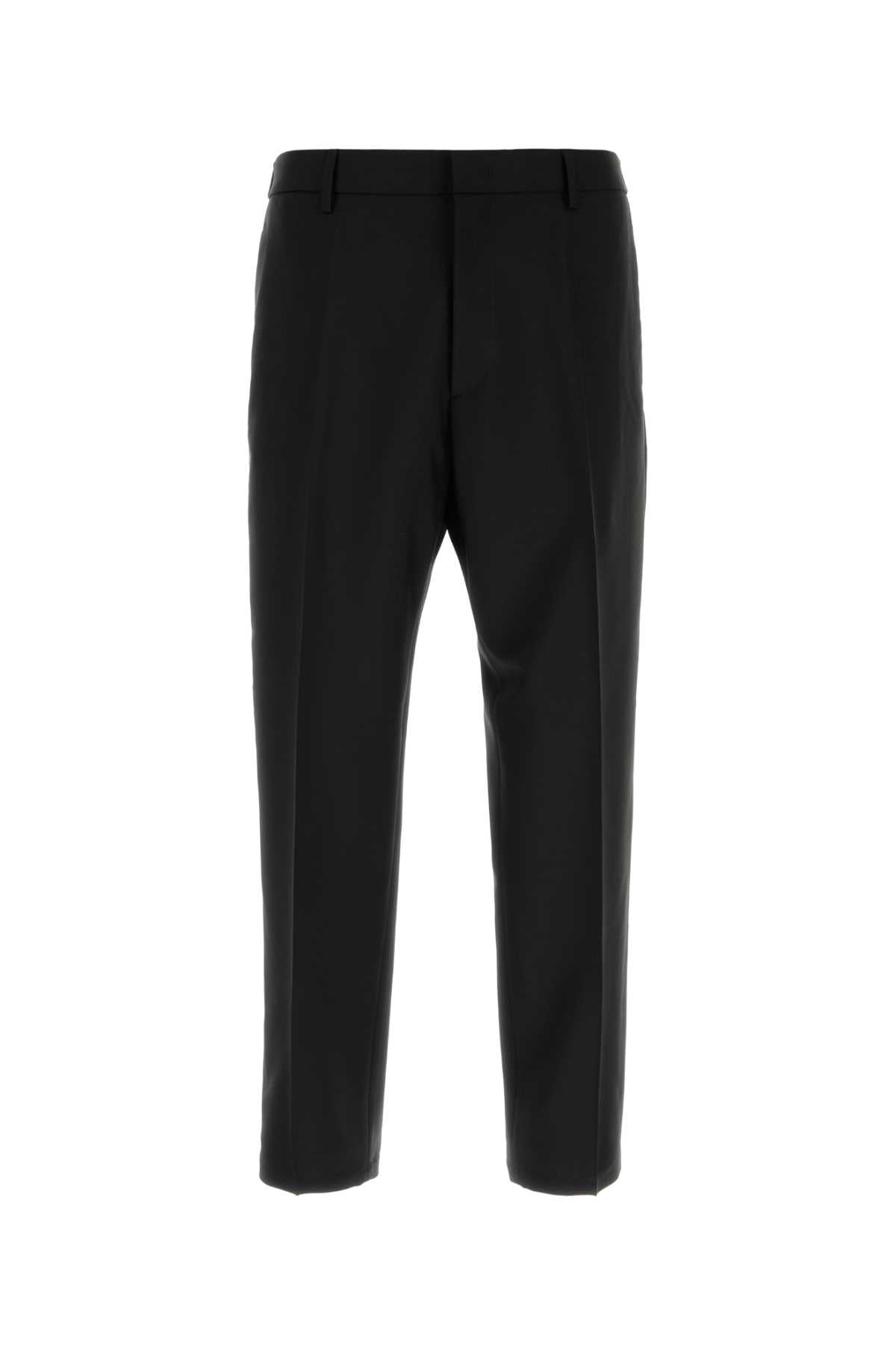 Virgin Wool Blend Trouser — Black