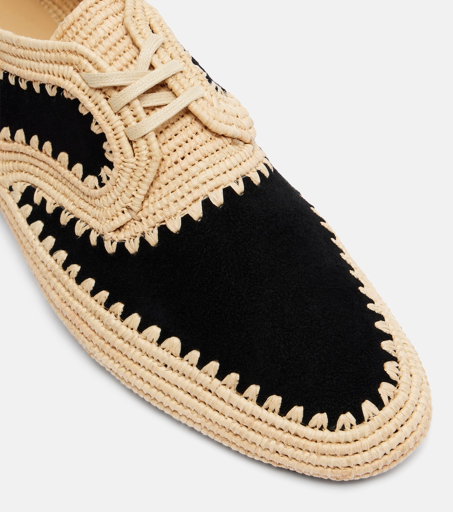 Strength raffia and suede Derby shoes