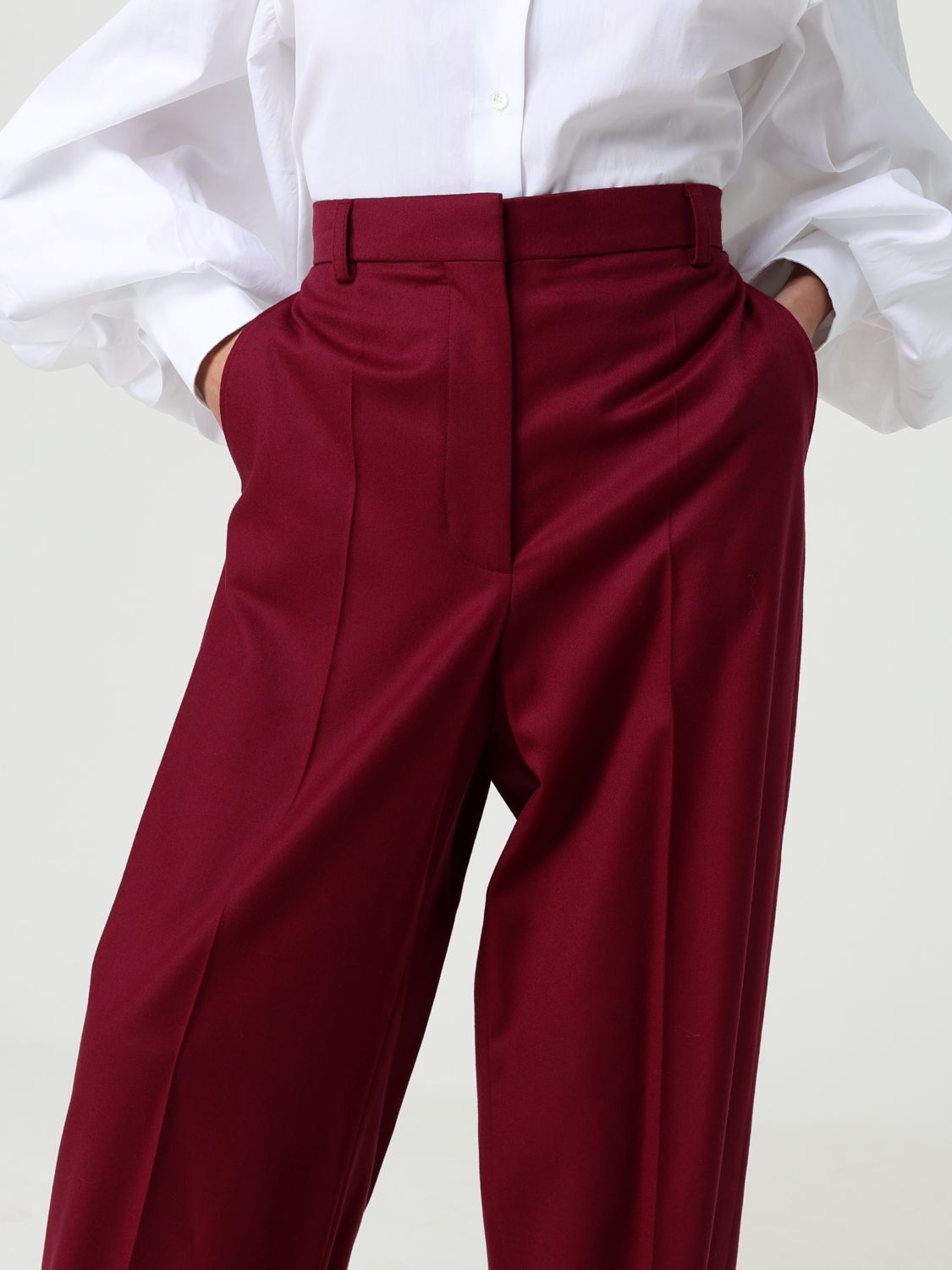 Wool high-waisted tailored trousers - Purple