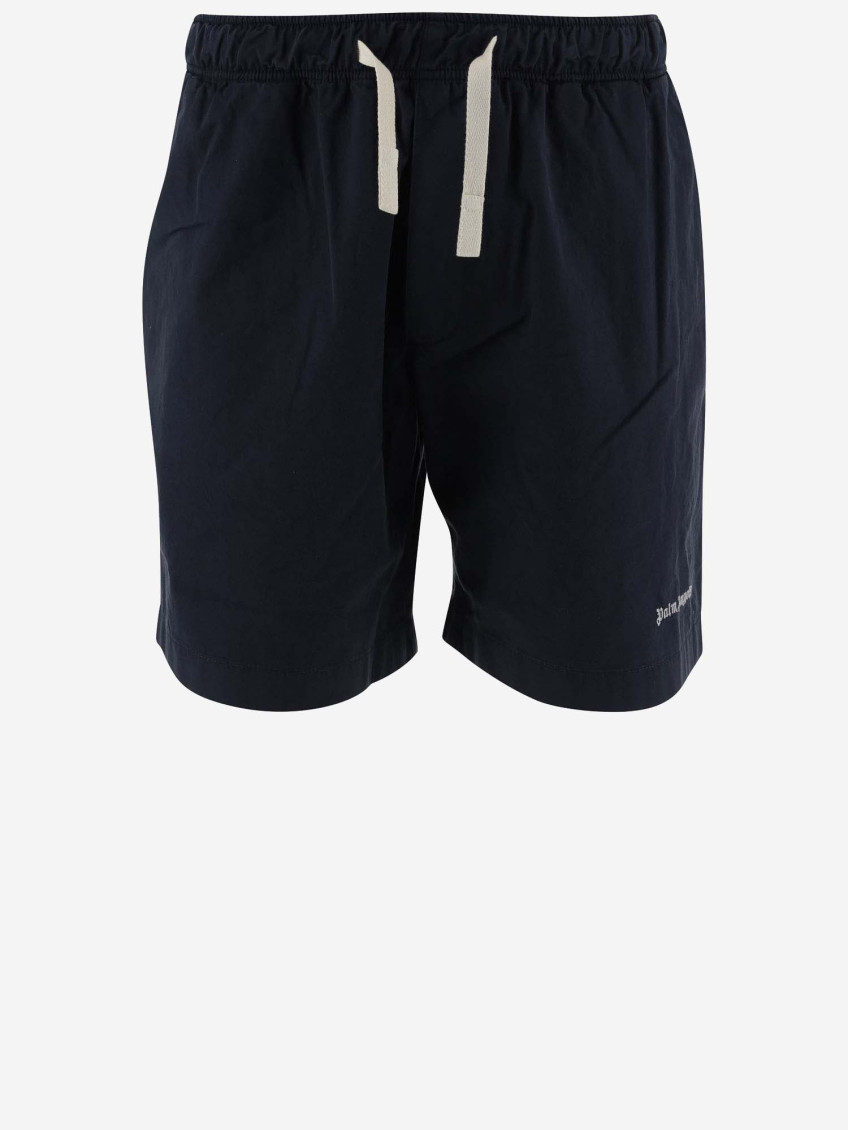 Logo-print cotton shorts - Blue