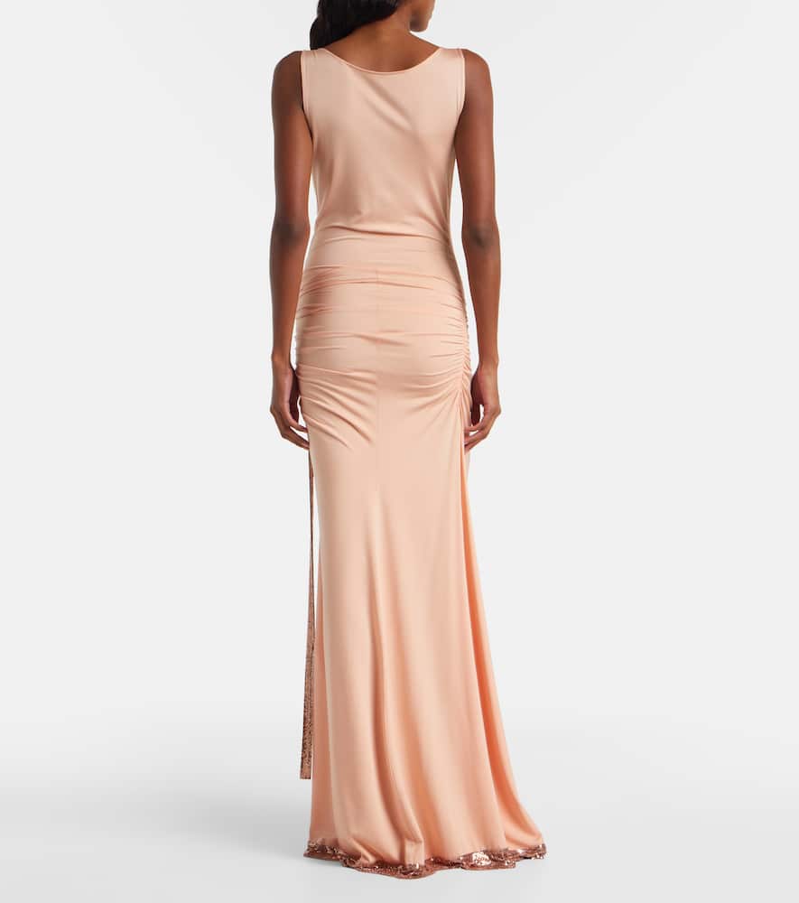 Chainmail satin gathered gown