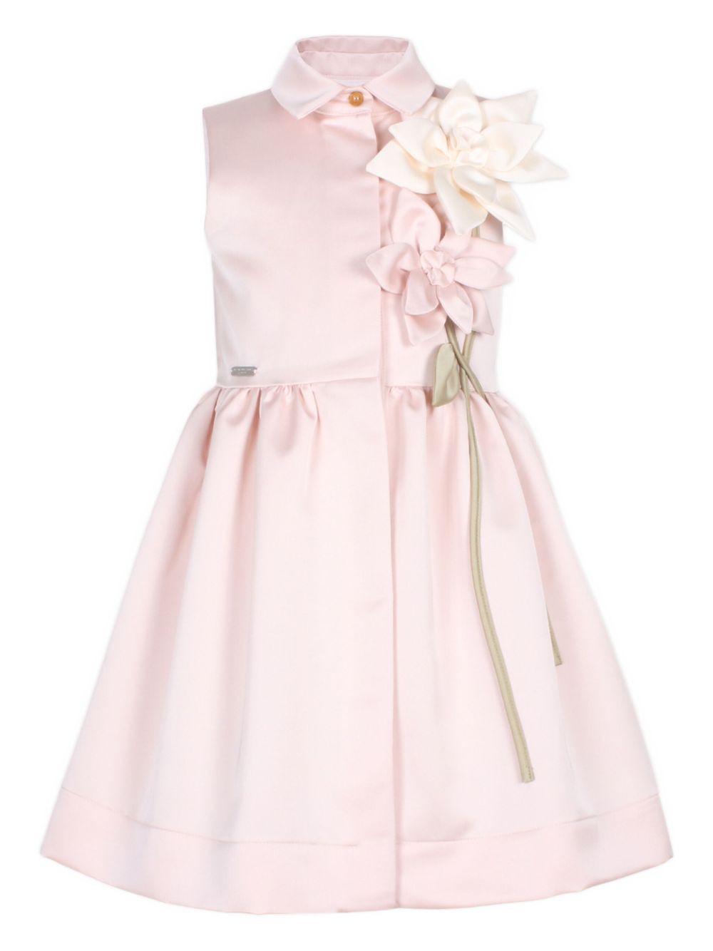 Floral-appliqué shirt dress - Pink