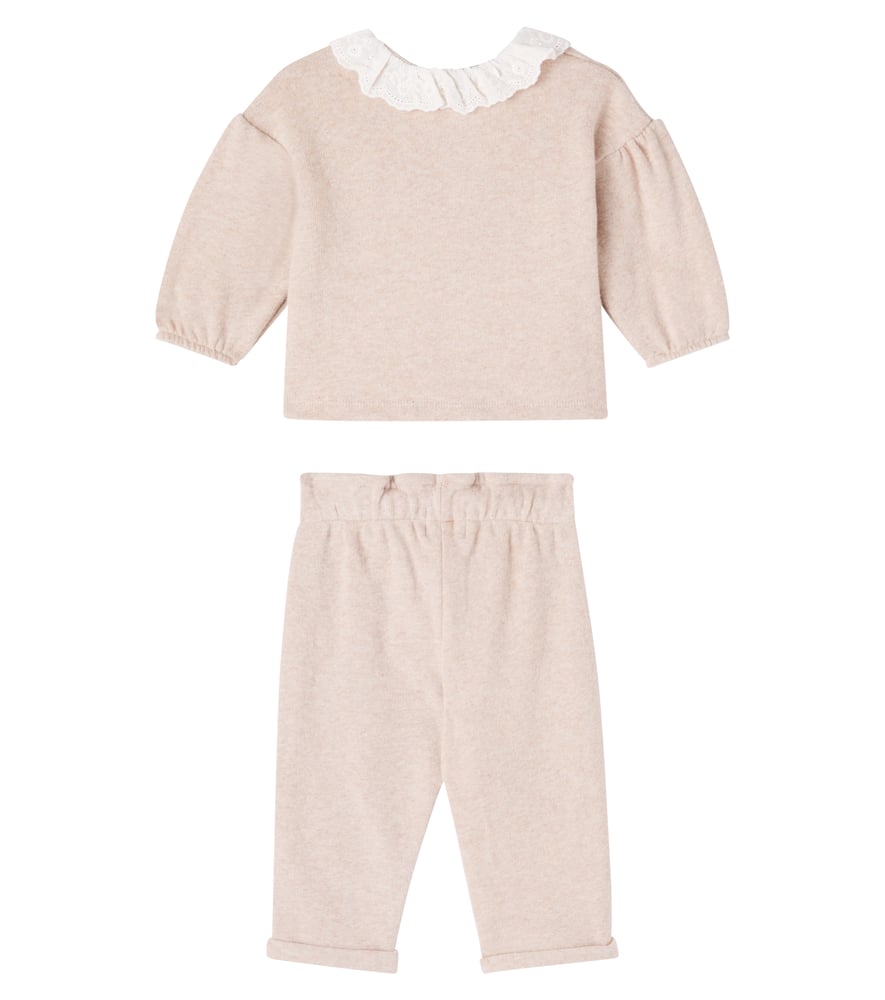 Baby cotton-blend cardigan and sweatpants set