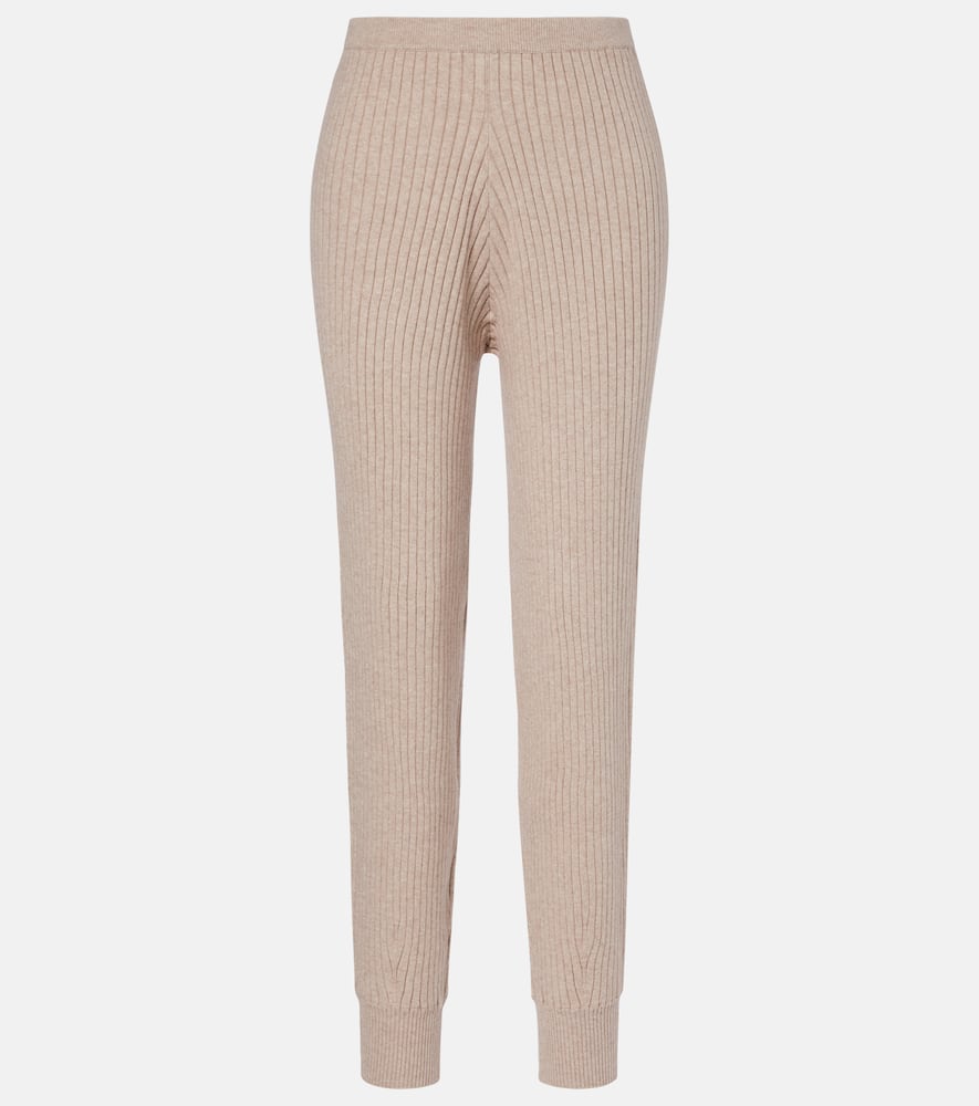 Ribbed-knit cotton and cashmere sweatpants