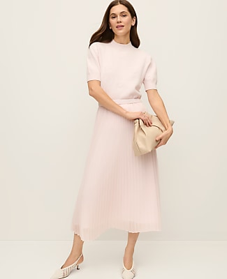 Ann Taylor Chiffon Pleated Midi Skirt