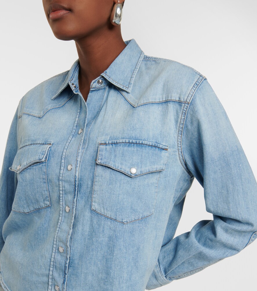 Cropped cotton denim shirt