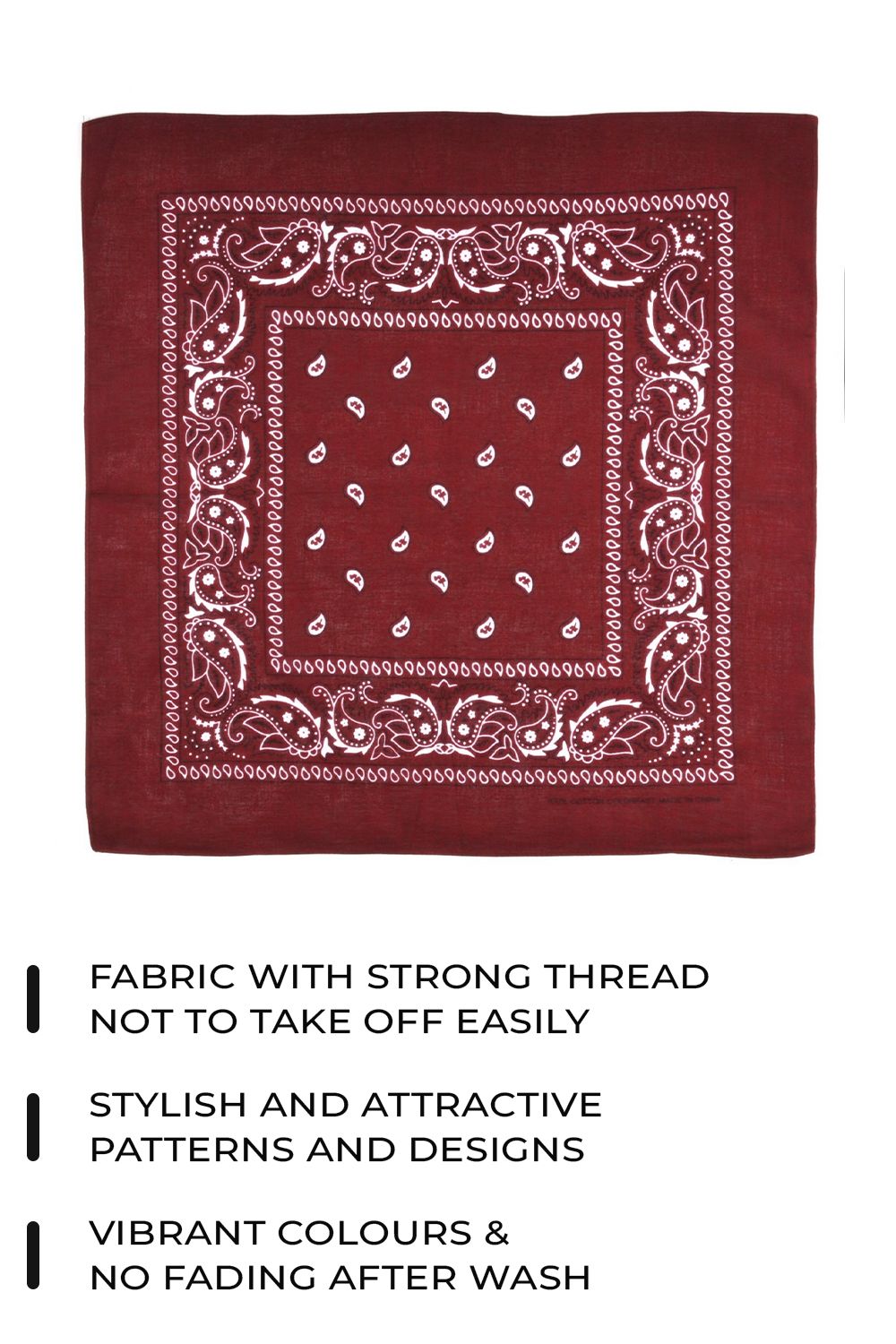 Neel Blue Cotton Bandana Headband Scarf for Raves, Riding, Outdoor Activities, in Wine