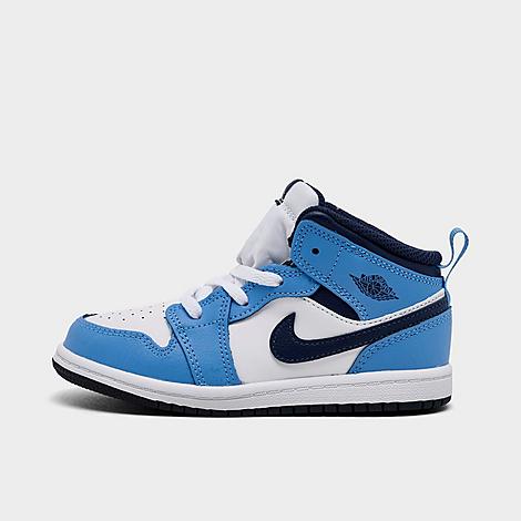 Kids Toddler Air Retro 1 Mid Casual Shoes in University Blue/White/Sail