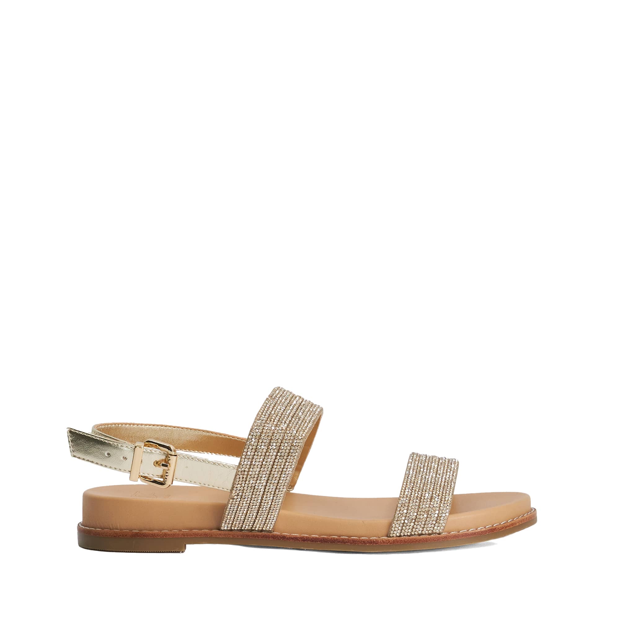 Dune London Womens Ladies Levias - Embellished Flat Sandals - Gold
