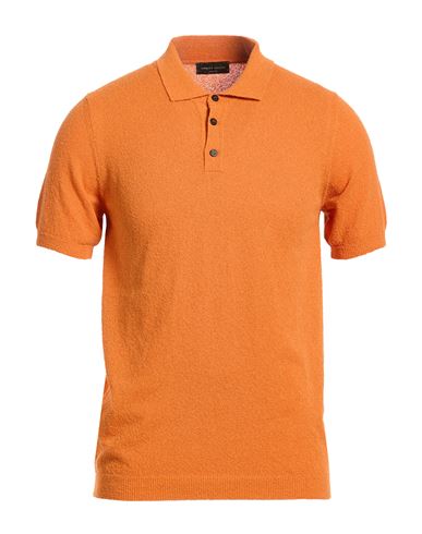 Man Sweater Orange Size 38 Cotton, Polyamide
