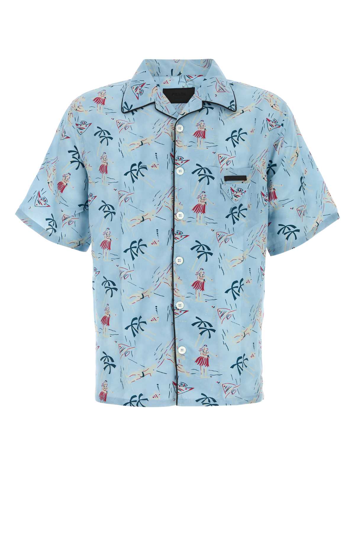 Printed Satin Shirt — Blue