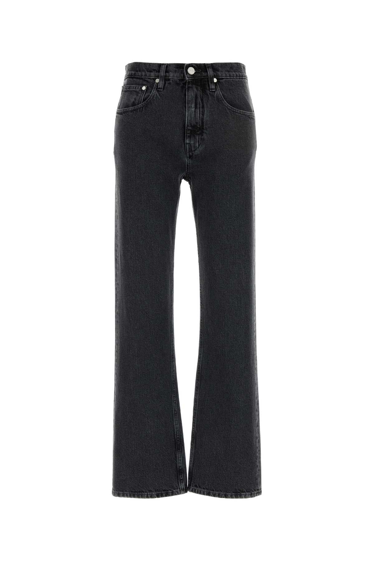 Wide-Leg Denim Jeans — Black