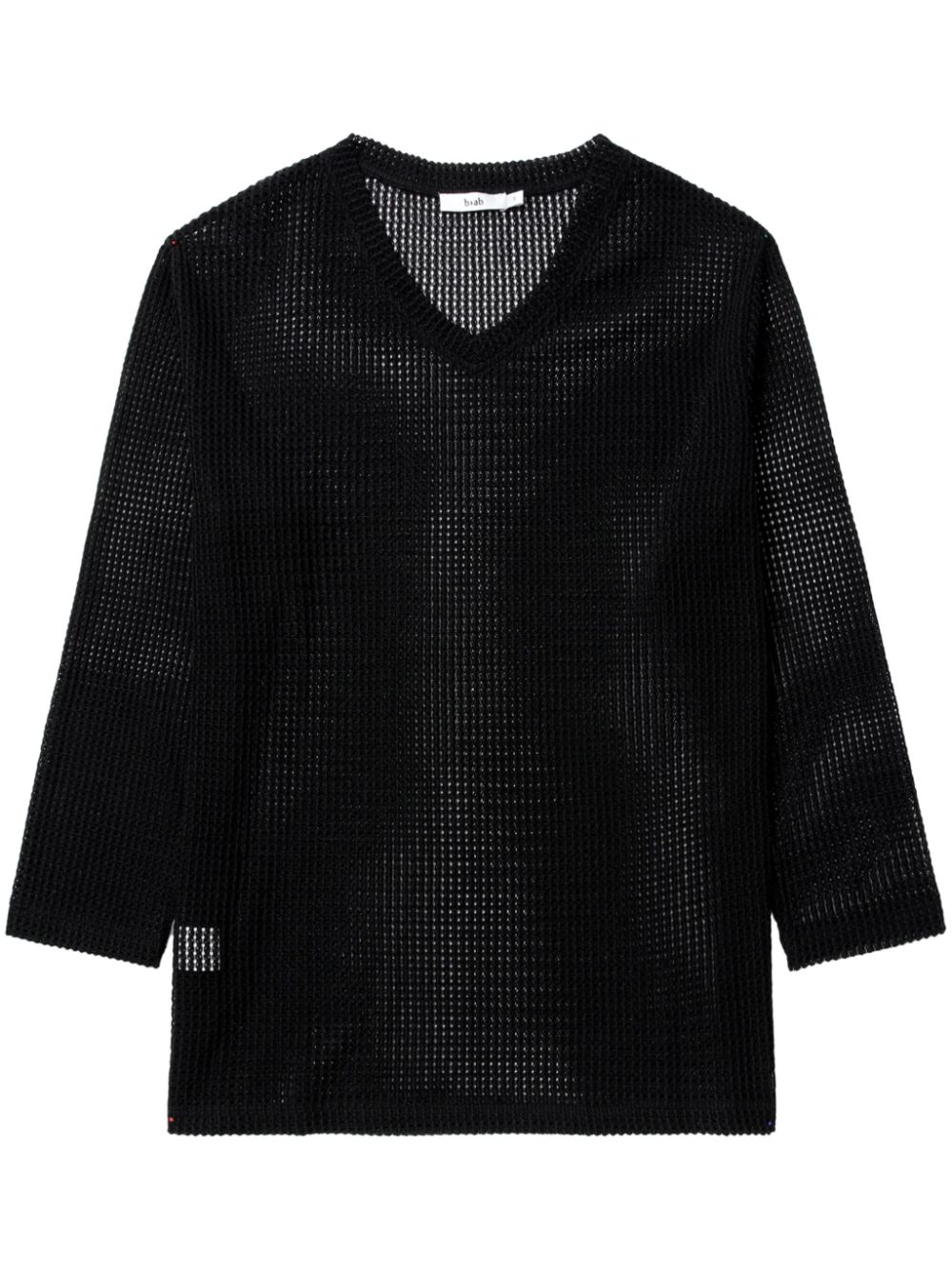 V-neck mesh top - Black