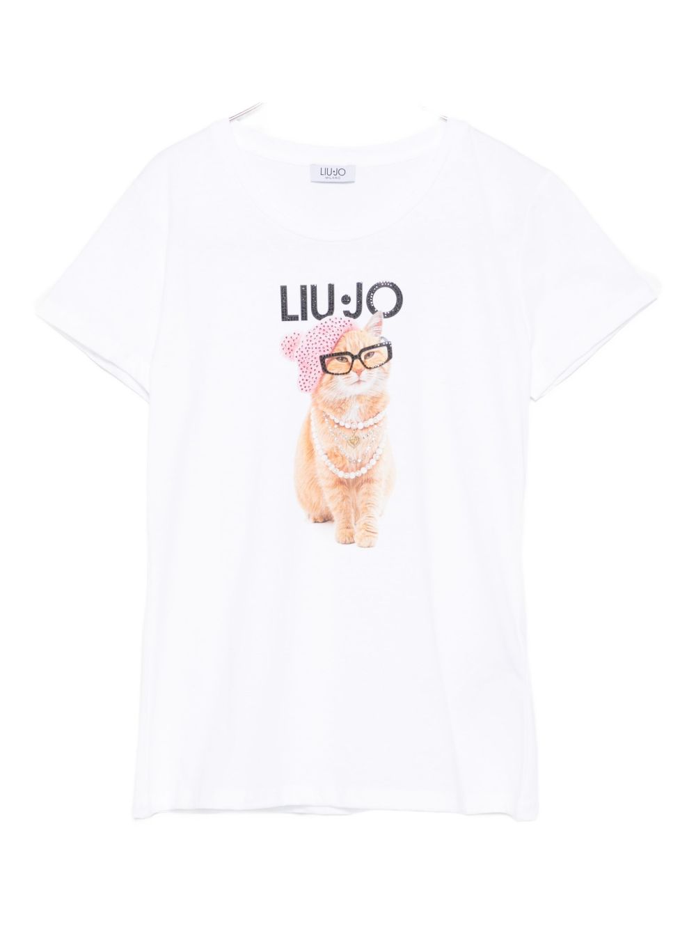 Cat-print T-shirt - White