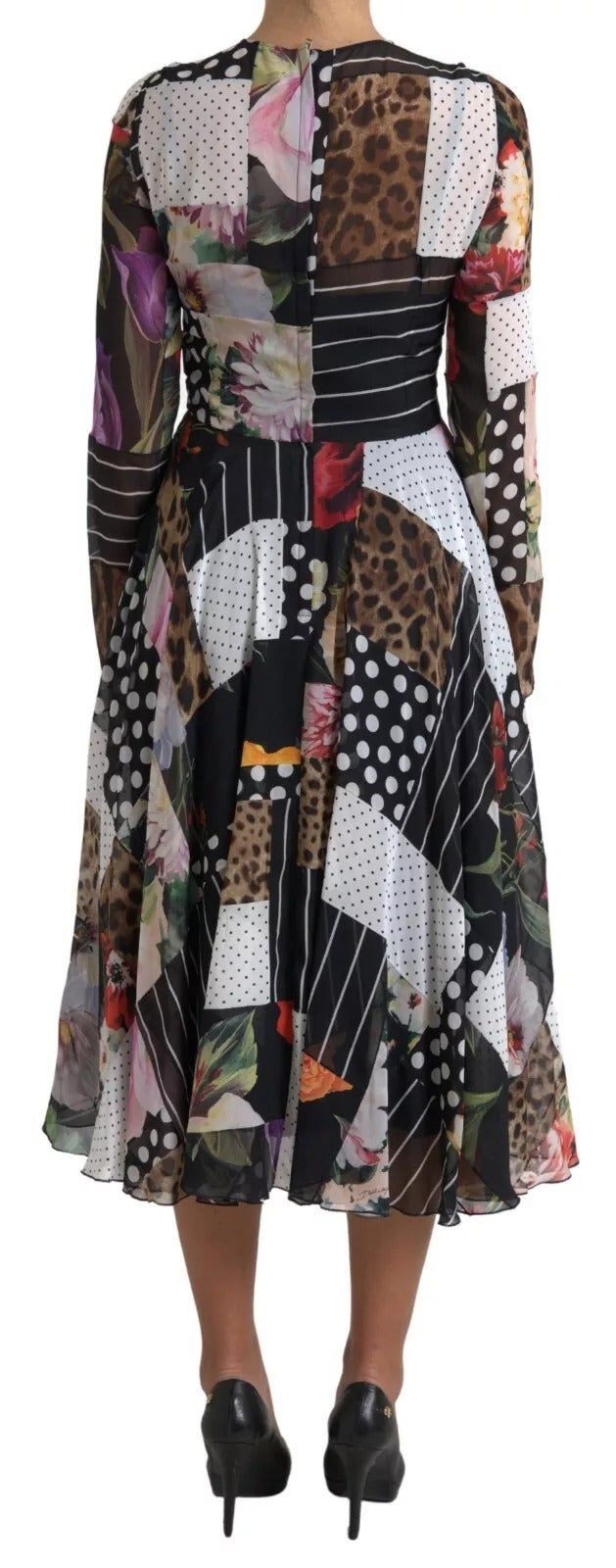 Patchwork Floral & Leopard Dress — Multicolor