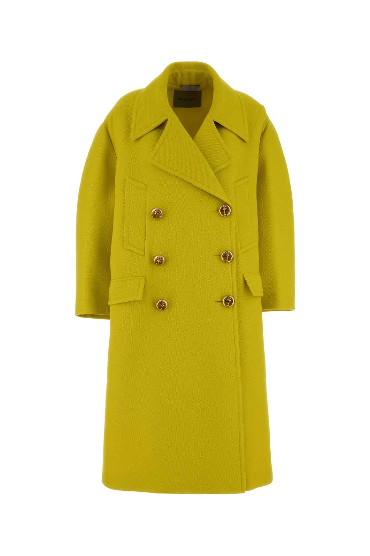 Double-Breasted Wool Coat — Yellow