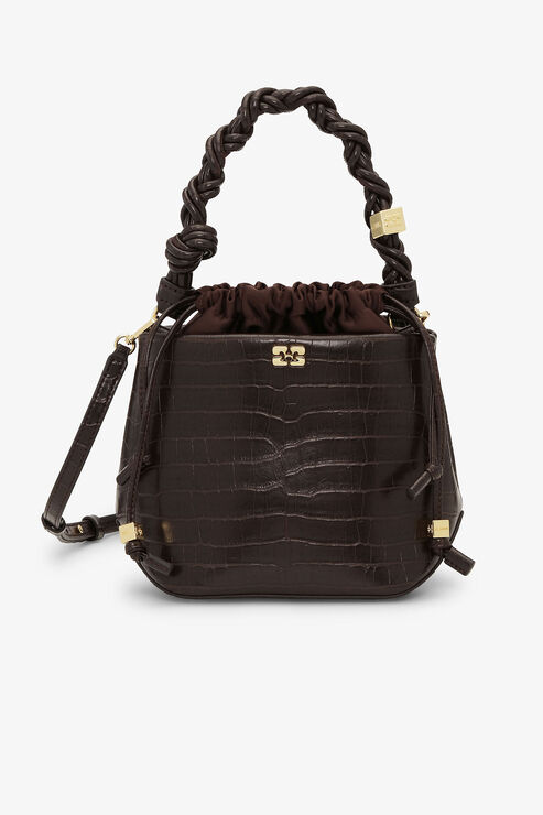 Brown Croco Bou Bucket Bag