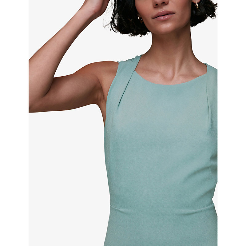 Womens Blue Tie Back Stretch-crepe Maxi Dress