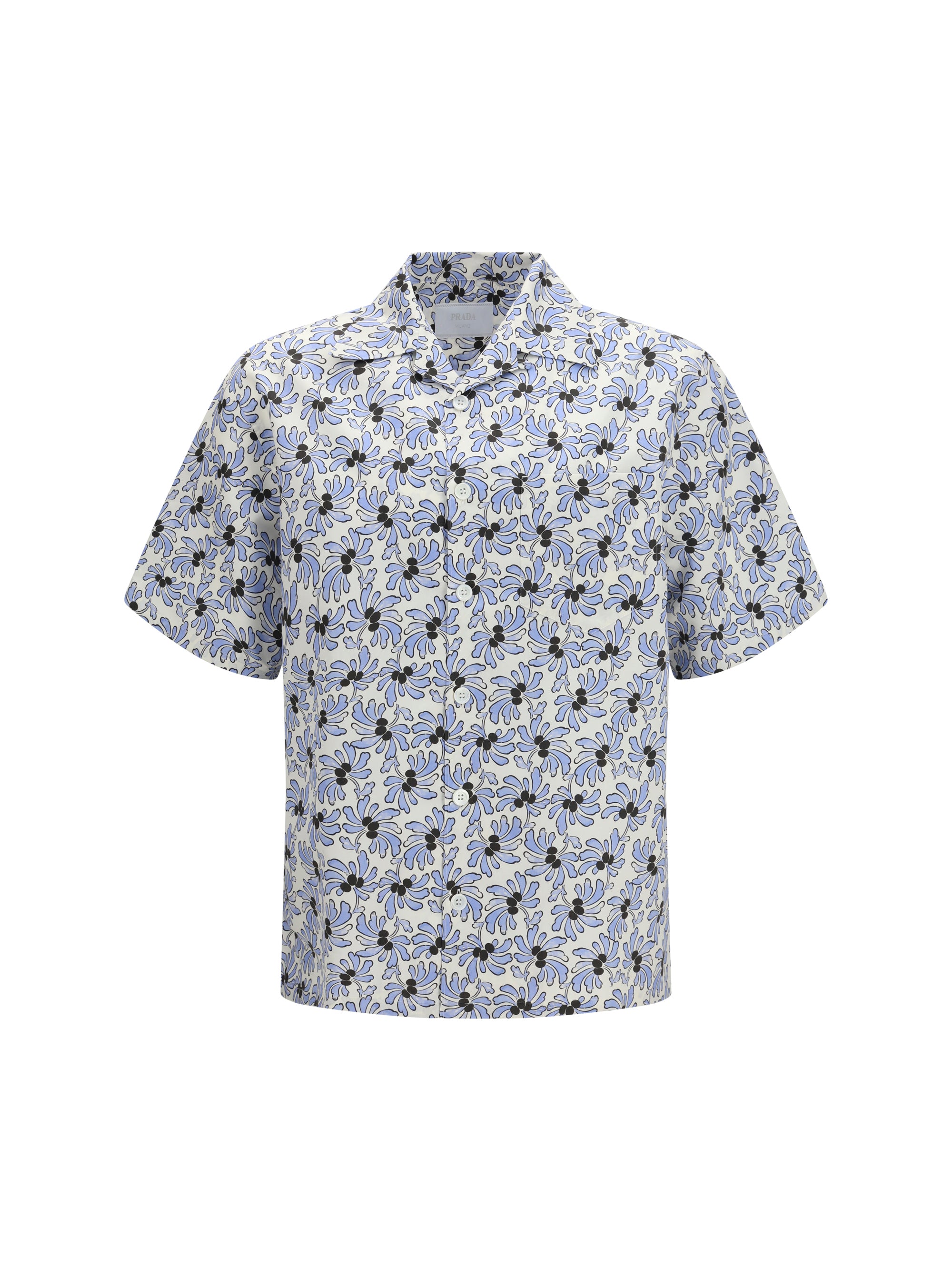 Floral-Print Cotton-Silk Shirt — White