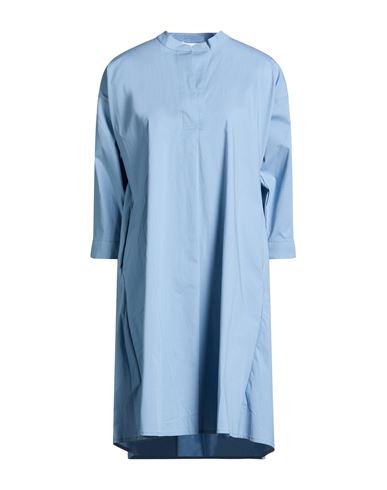 Woman Mini dress Slate blue Size 6 Cotton, Elastane