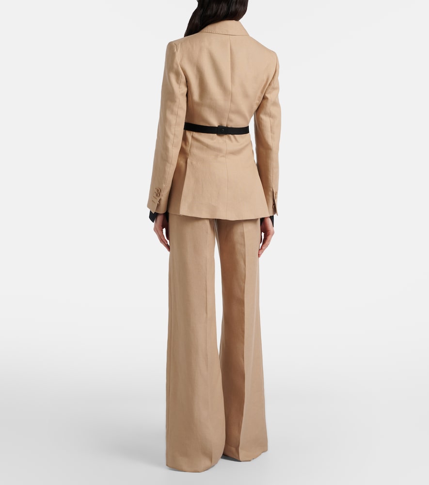 Big pleated linen wide-leg pants