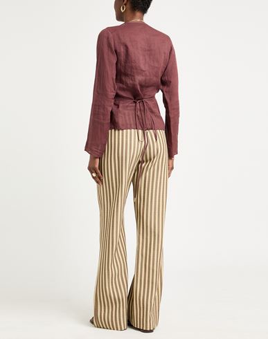 Woman Top Chocolate brown Size L Ramie