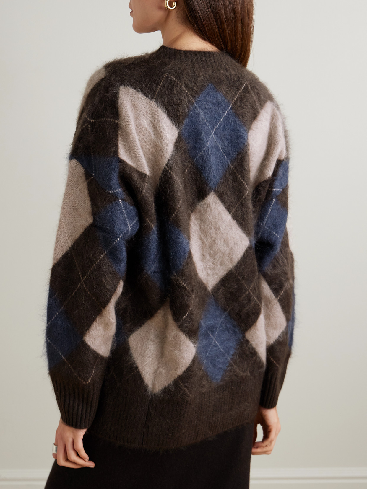 Elaria Argyle Brushed Cashmere-jacquard Cardigan - Brown