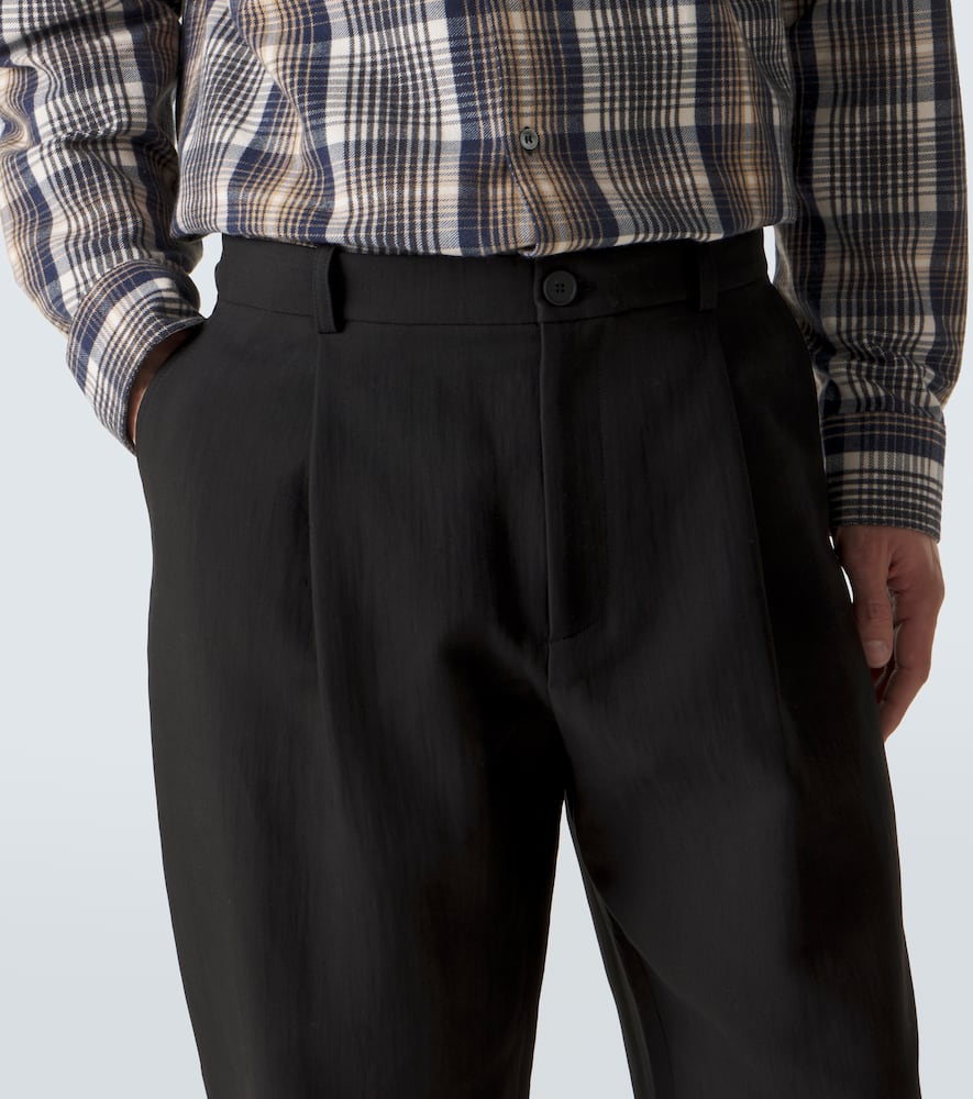 Tuck cotton-blend tapered pants