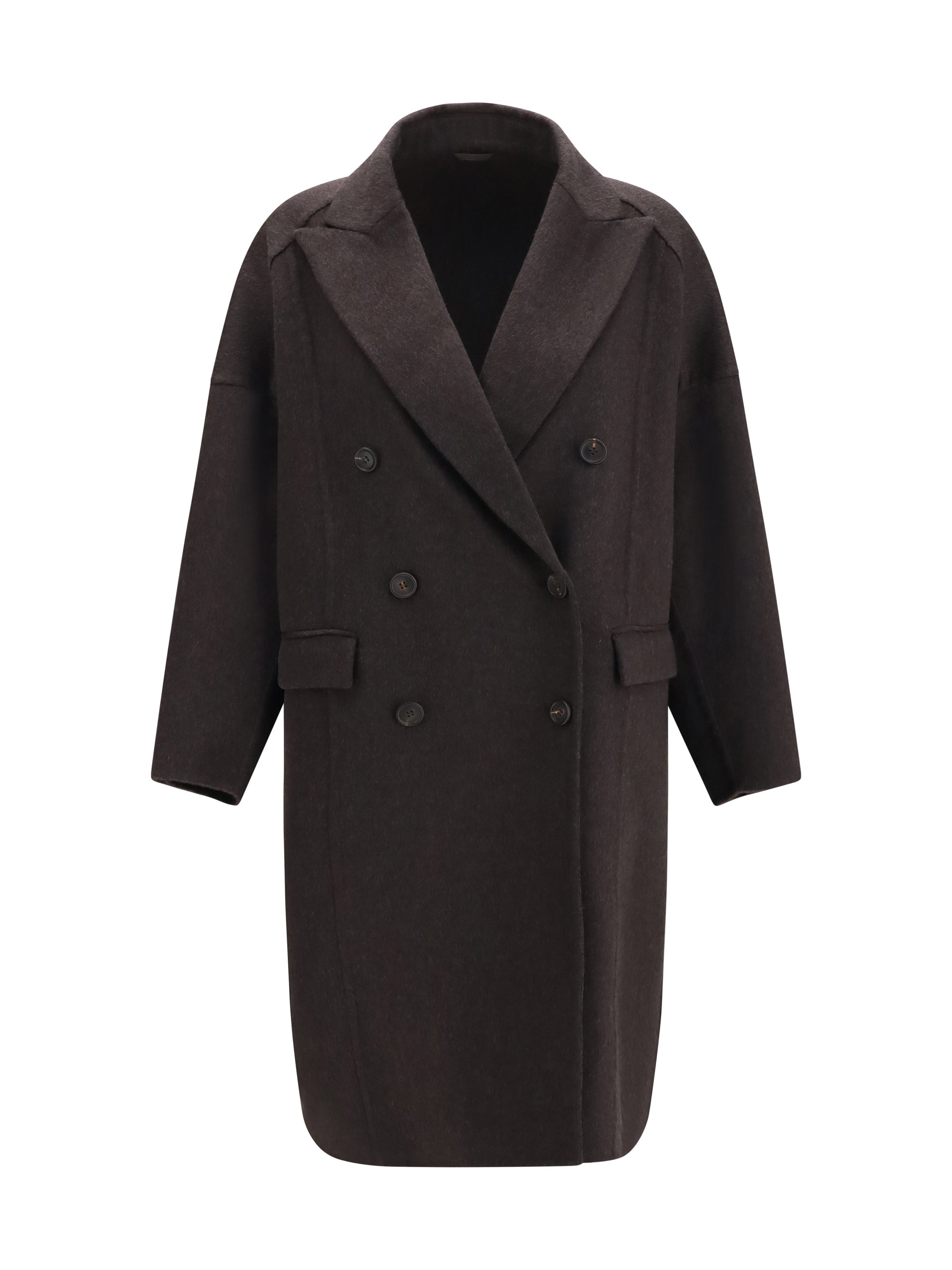 Double-Breasted Cashmere Coat — Brown