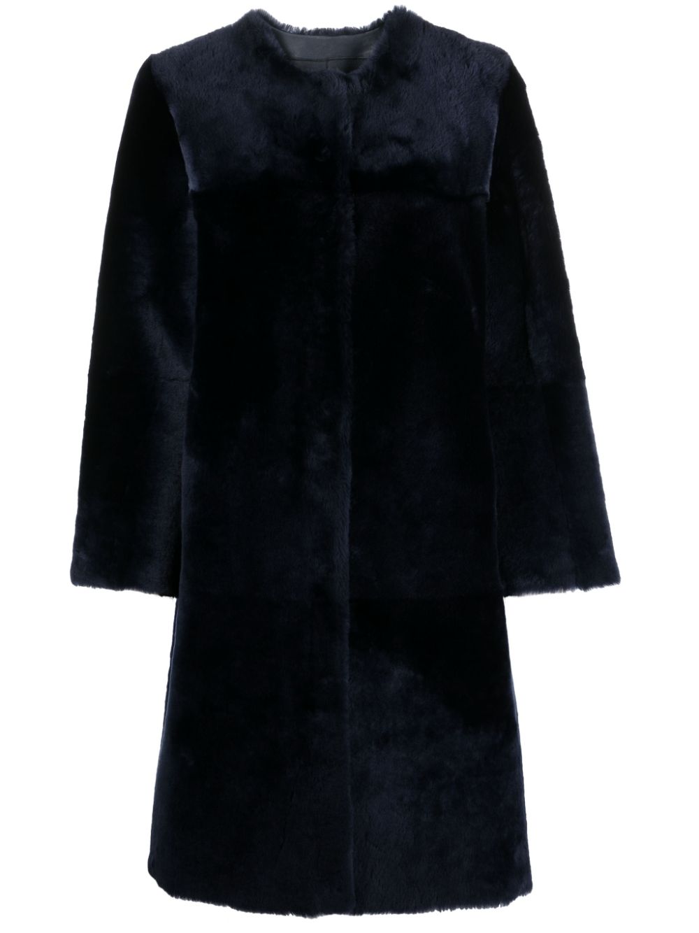 Reversible leather shearling coat - Blue