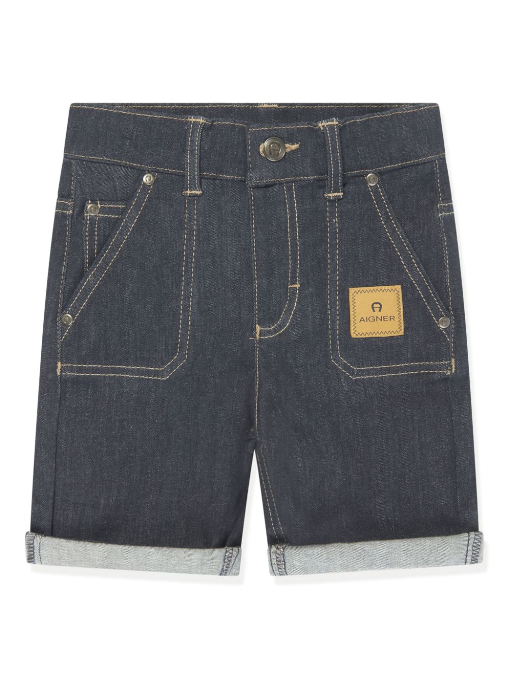 Logo-appliqué denim shorts - Blue