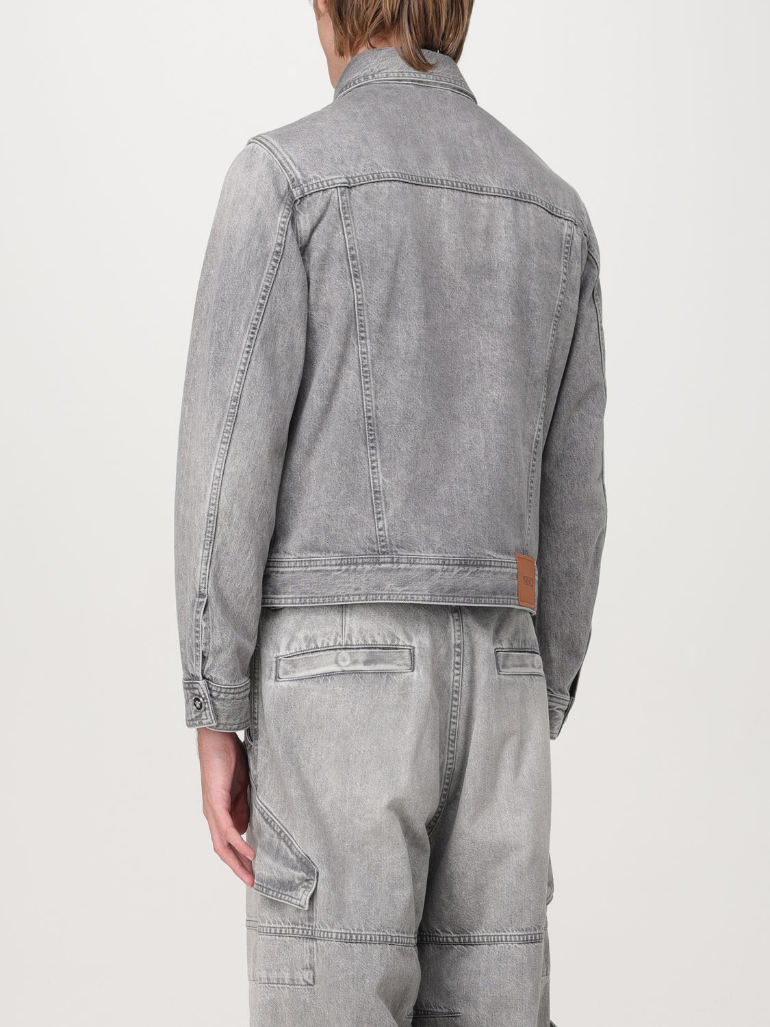 Medusa Head-buttons denim jacket - Grey