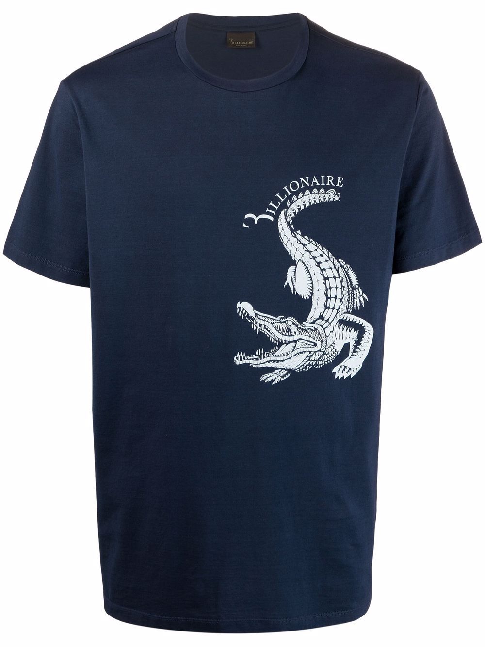 Crocodile-motif cotton T-Shirt - Blue
