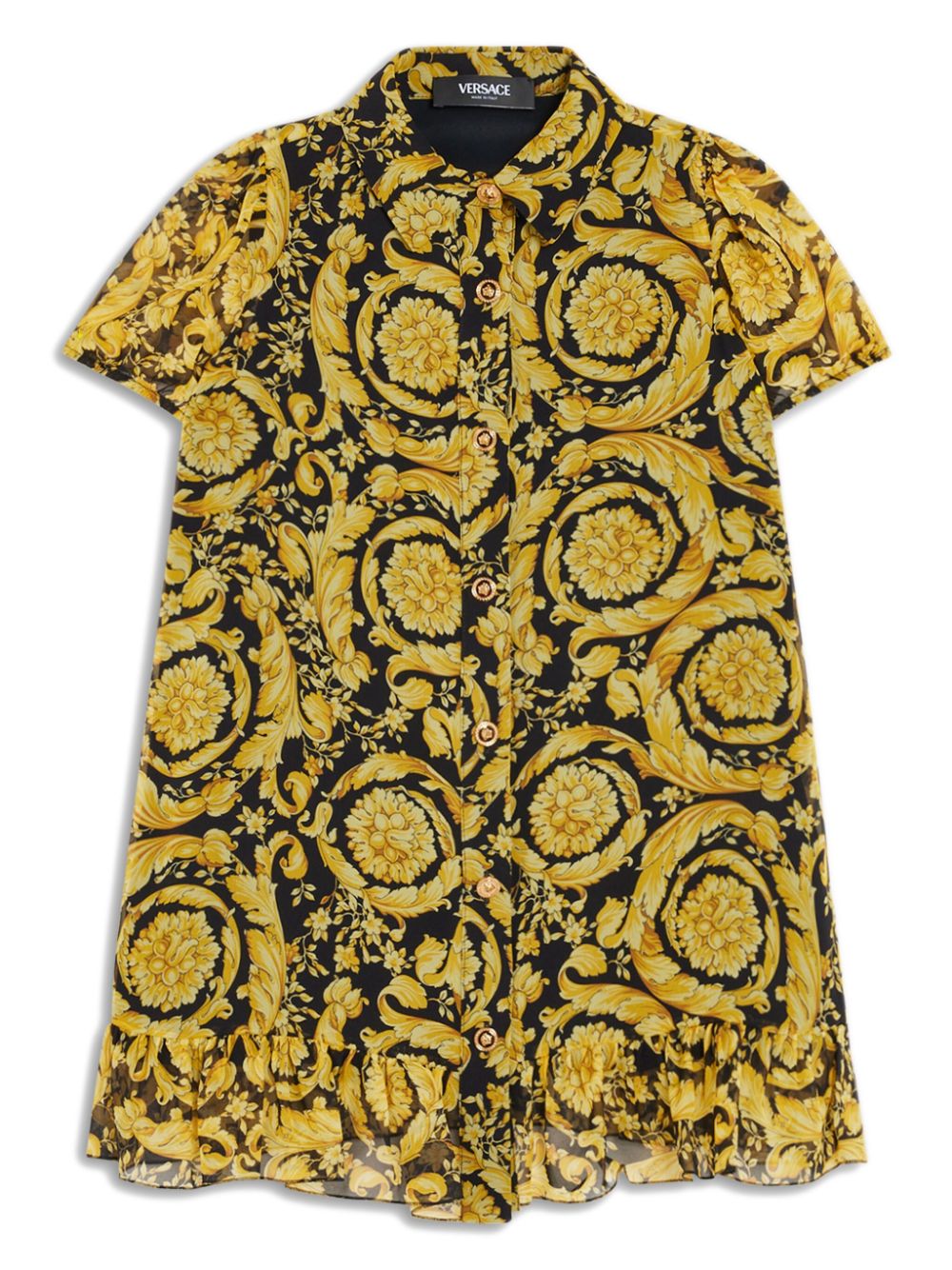 Barocco-print silk dress - Black