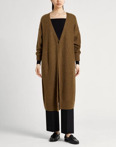 Woman Cardigan Camel Size 10 Virgin Wool, Silk, Cashmere, Alpaca wool, Polyester
