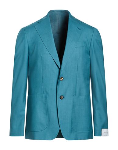 Man Blazer Deep teal Size 38 Wool, Silk