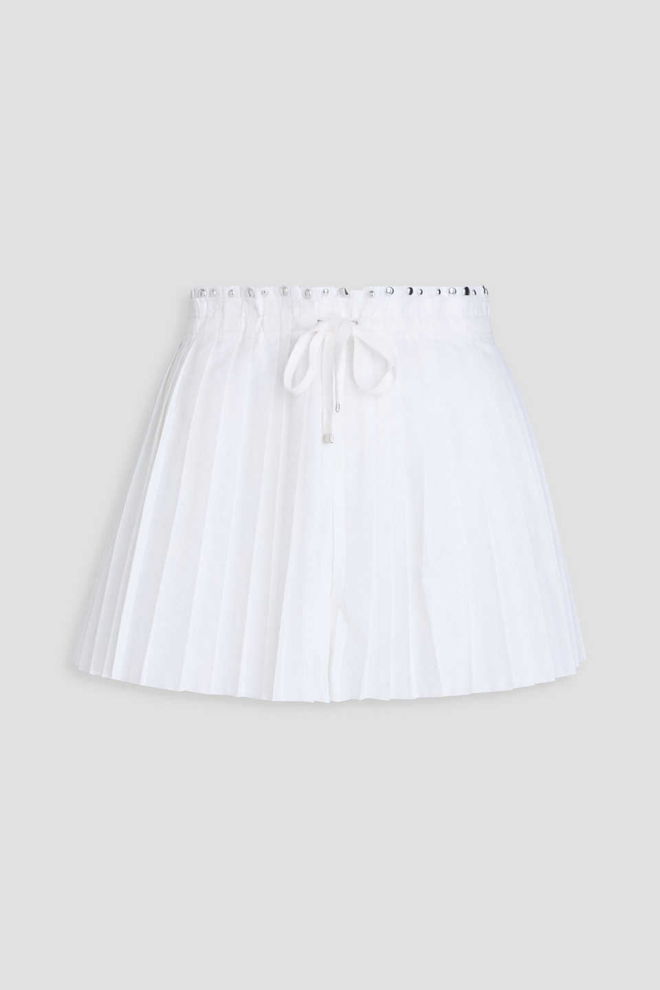 Pleated studded cotton-blend poplin shorts - White - FR 42