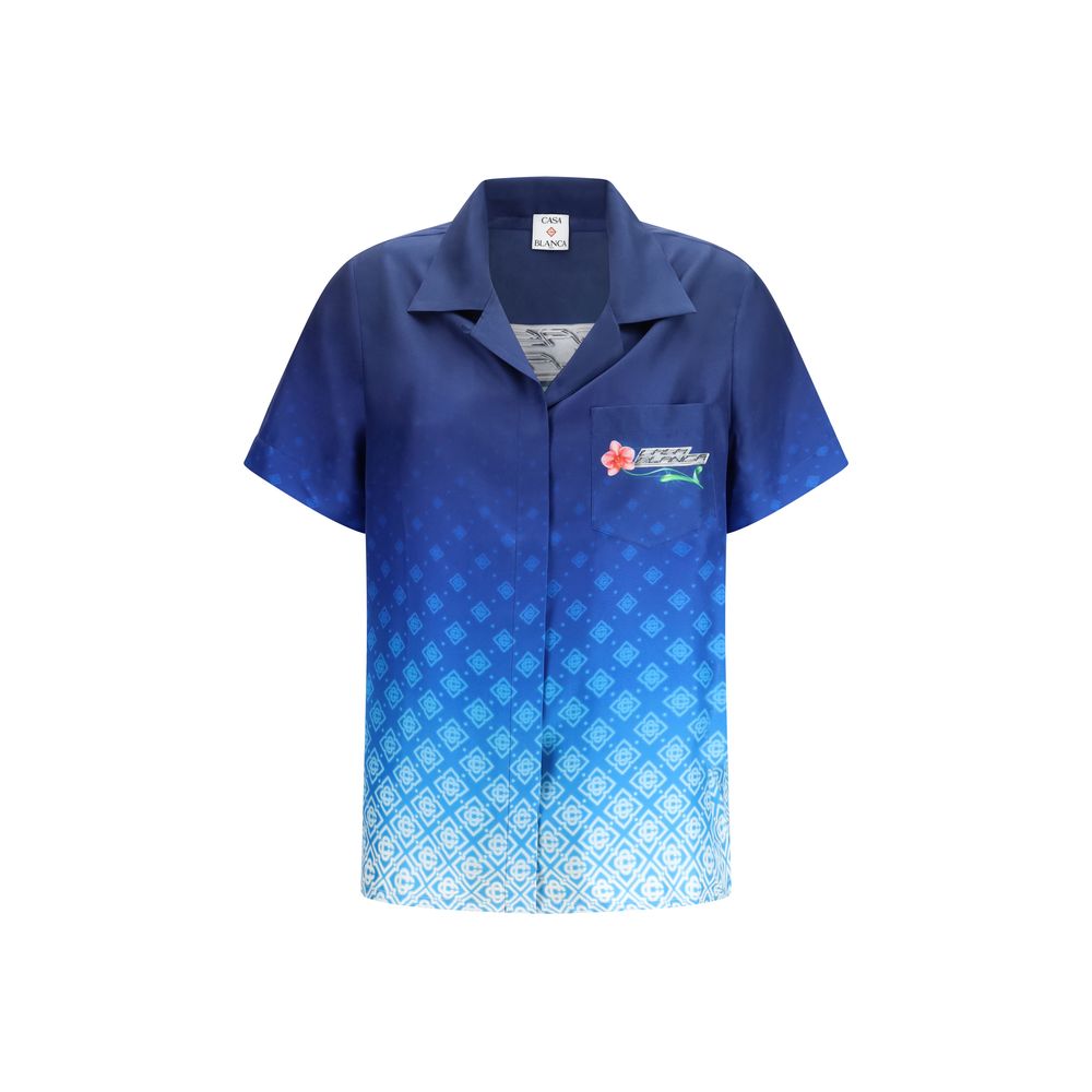 Orchid Logo Silk Shirt — Blue