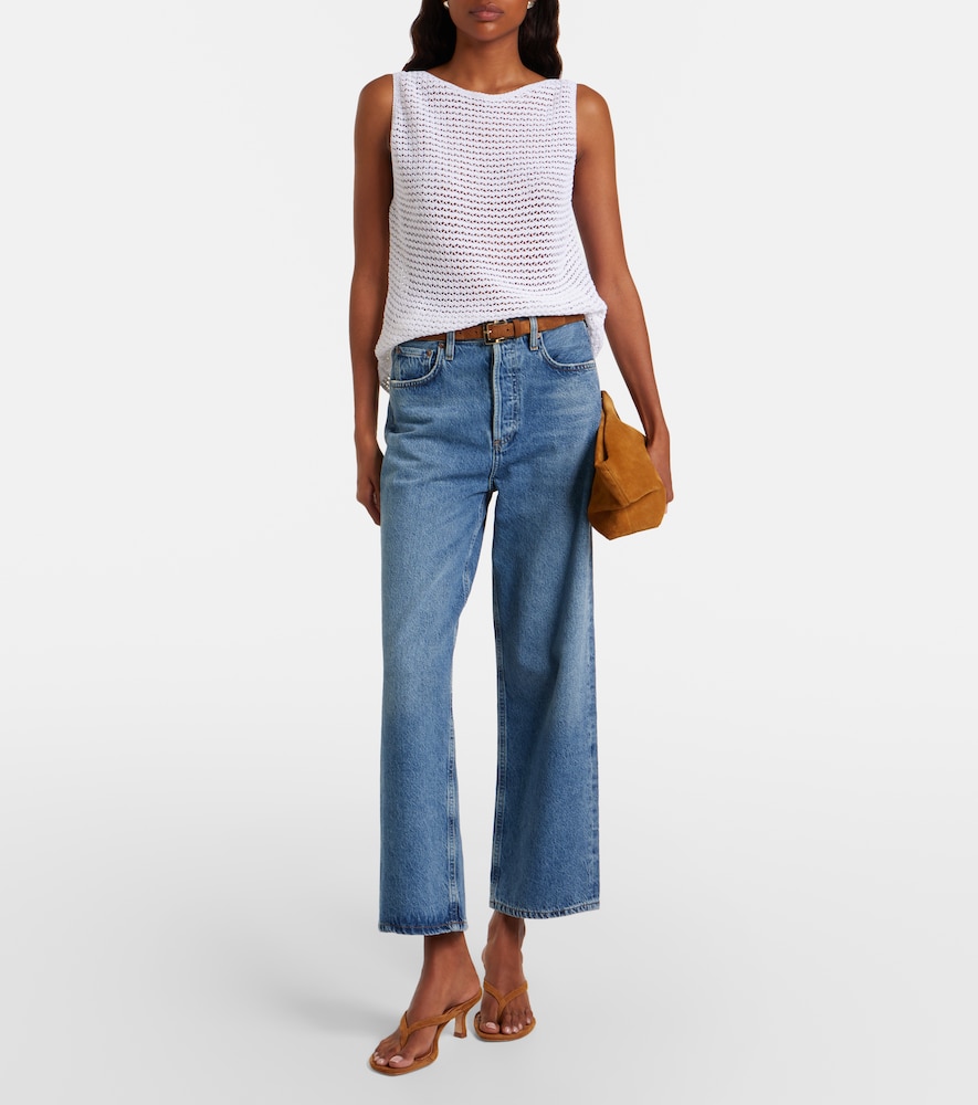 Crochet cotton-blend top