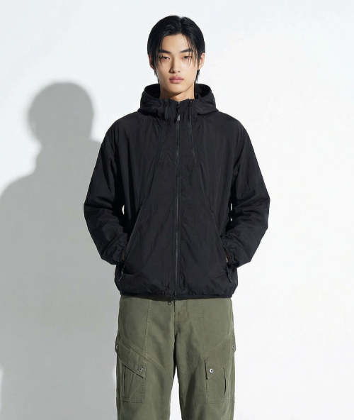 Three-Way Hooded Zip-Up Wind Jacket_Black