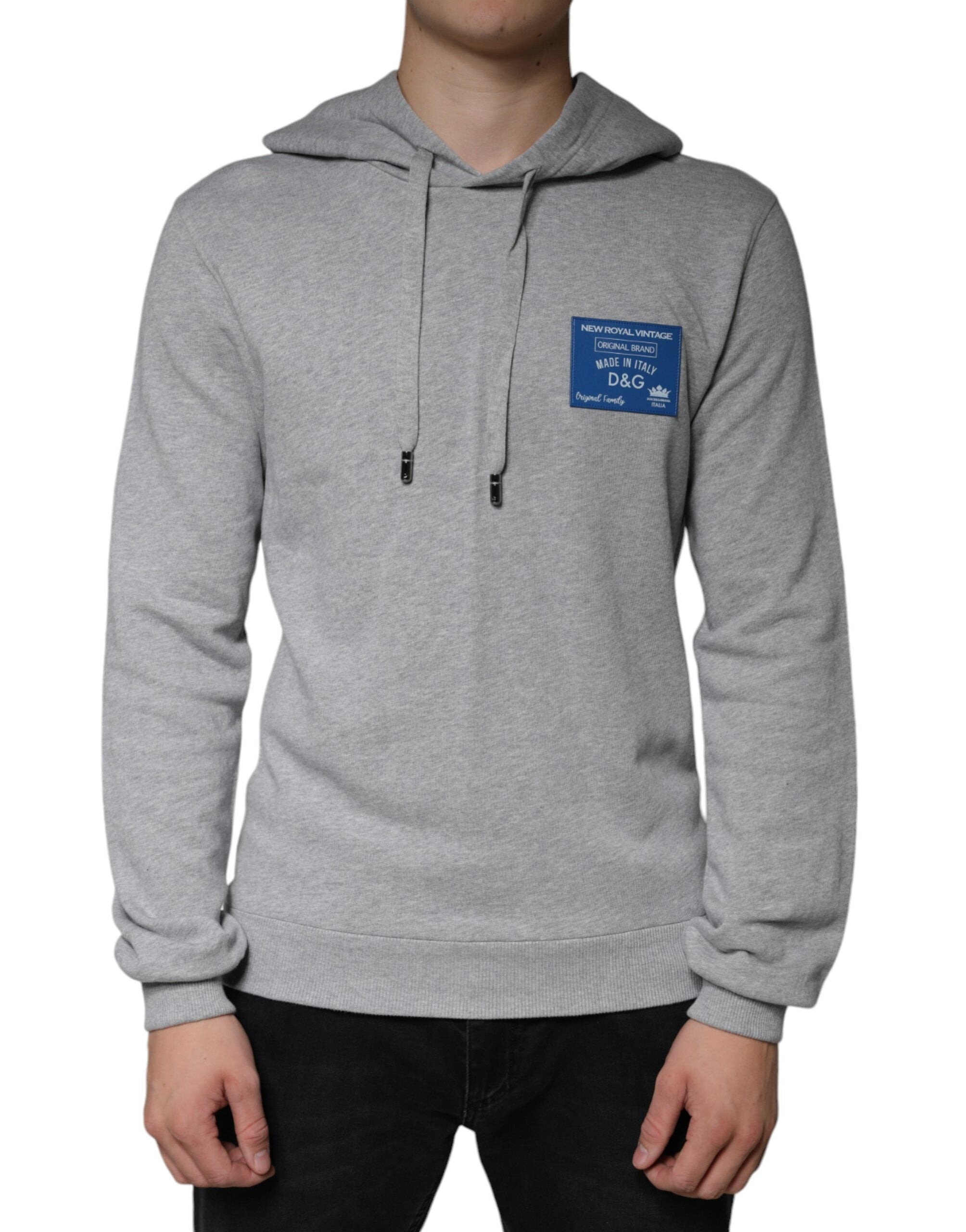 Logo-Patch Cotton Hoodie — Gray